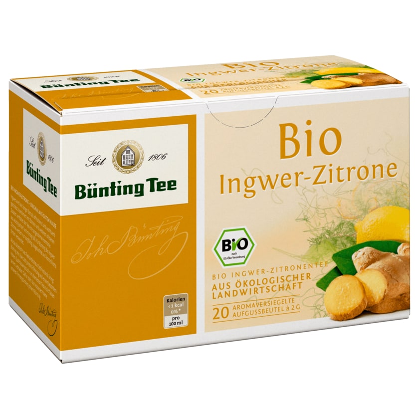 Bünting Tee Bio Ingwer-Zitrone 40g, 20 Beutel